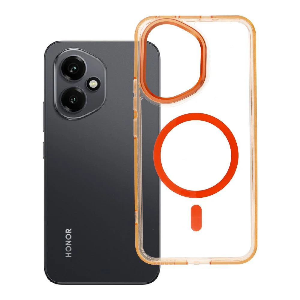 Φωτογραφία προϊόντος: . Case FRAME CLEAR HYBRID MAG COVER compatible with MagSafe for HONOR 400 hermes orange