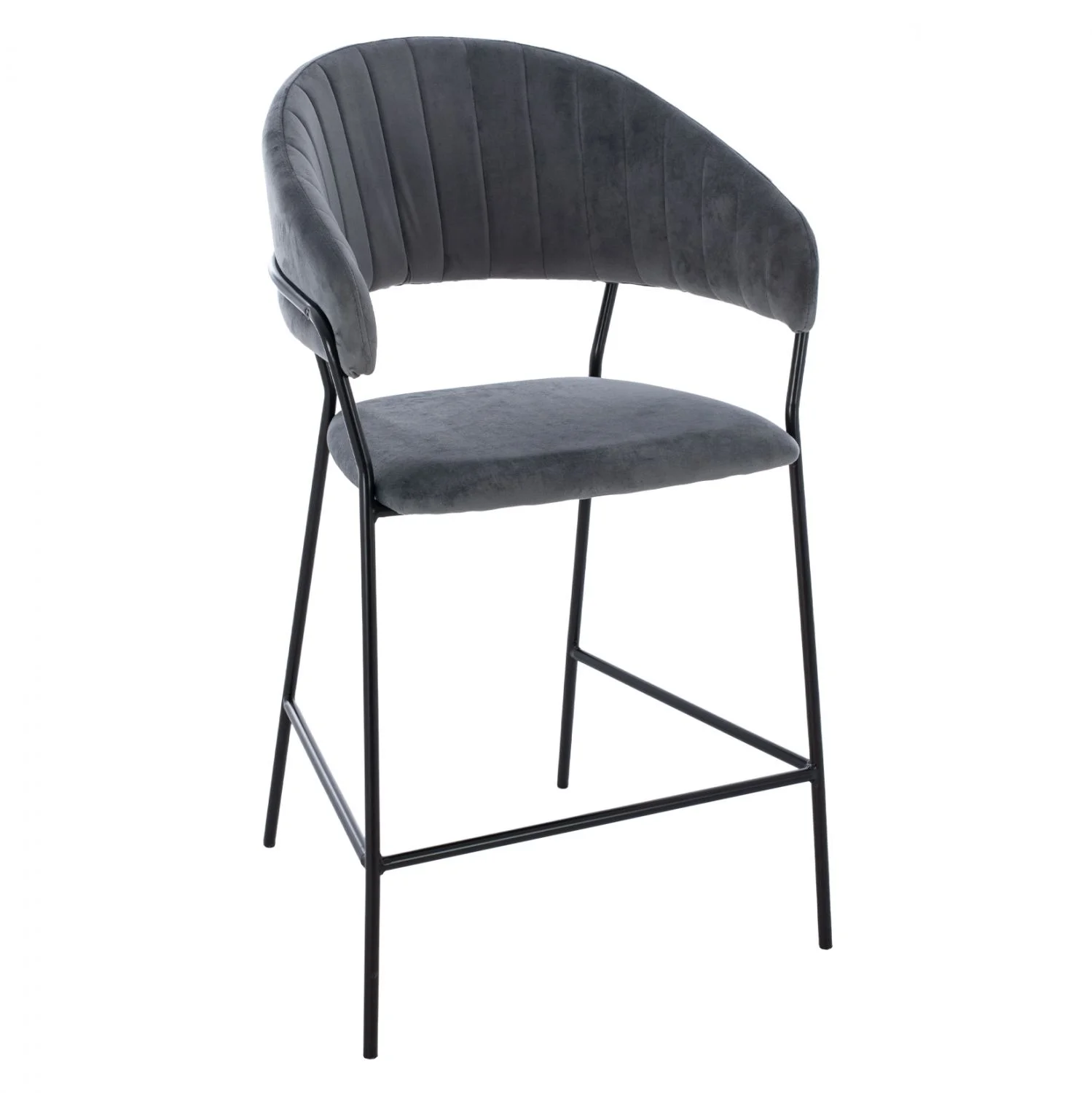 Φωτογραφία προϊόντος: FreeBox MEDIUM HEIGHT STOOL FB98734.01 GRAY VELVET WITH BLACK FRAME 60x55x100Y cm. 2τμχ