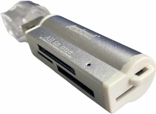 Φωτογραφία προϊόντος: Andowl Card Reader USB 2.0 για SD/microSD/MemoryStick Ασημί
