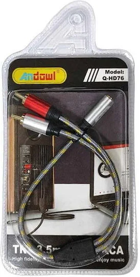 Φωτογραφία προϊόντος: Andowl Καλώδιο 3.5mm male - 2x RCA male Μαύρο (Q-HD76)