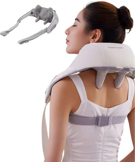 Φωτογραφία προϊόντος: Συσκευή Μασάζ Shiatsu με Χειρολαβές για Λαιμό Πλάτη Ώμους Πόδια με 2 Επιλογές Έντασης + Θερμότητα FH-518 Λευκό