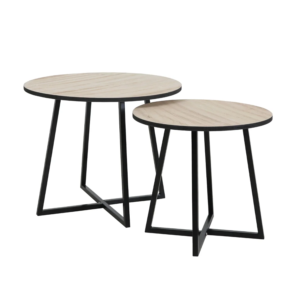 Φωτογραφία προϊόντος: CRUZ SIDE TABLE SET 2ΤΕΜ ΦΥΣΙΚΟ ΜΑΥΡΟ 50x50x40cm