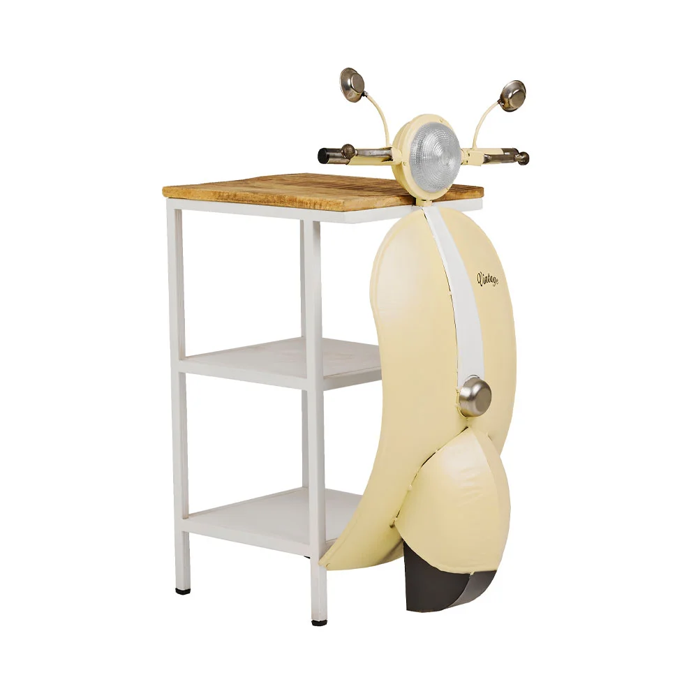 Φωτογραφία προϊόντος: MINI VESPA SIDE TABLE ΜΕ ΡΑΦΙΑ CREAM ΛΕΥΚΟ ΦΥΣΙΚΟ 61x45x88cm