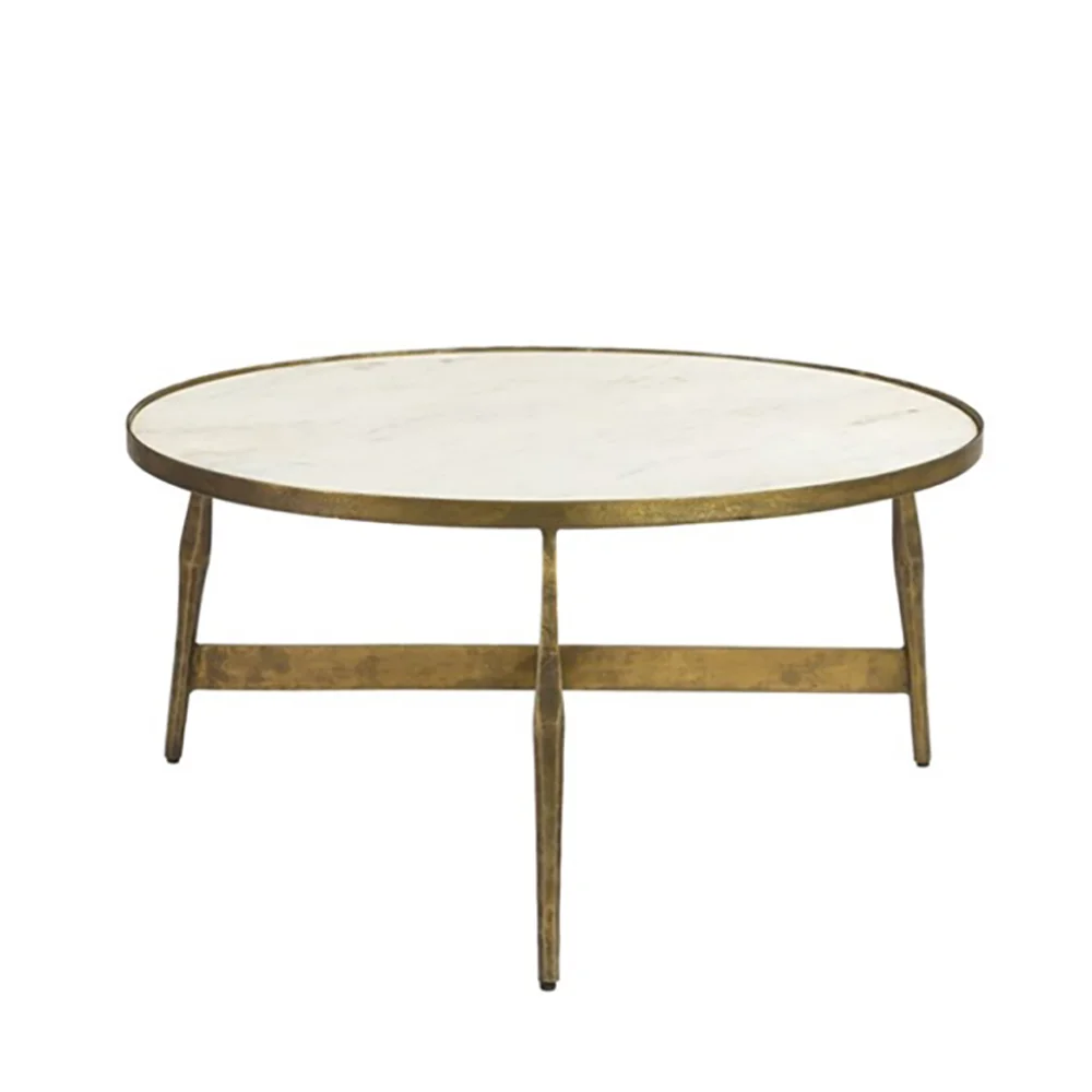 Φωτογραφία προϊόντος: BLANCHE COFFEE TABLE ΛΕΥΚΟ BRASS ANTIQUE 81x81x41cm