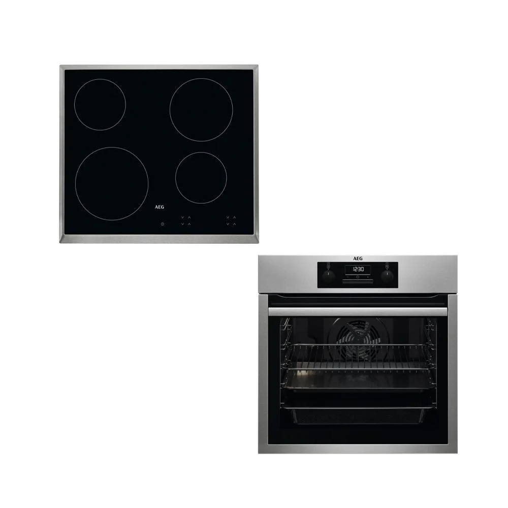 Φωτογραφία προϊόντος: AEG BES33111XM (Φούρνος) + HK624000XB (Εστία) Εντοιχιζόμενο Set Άνω Πάγκου Inox