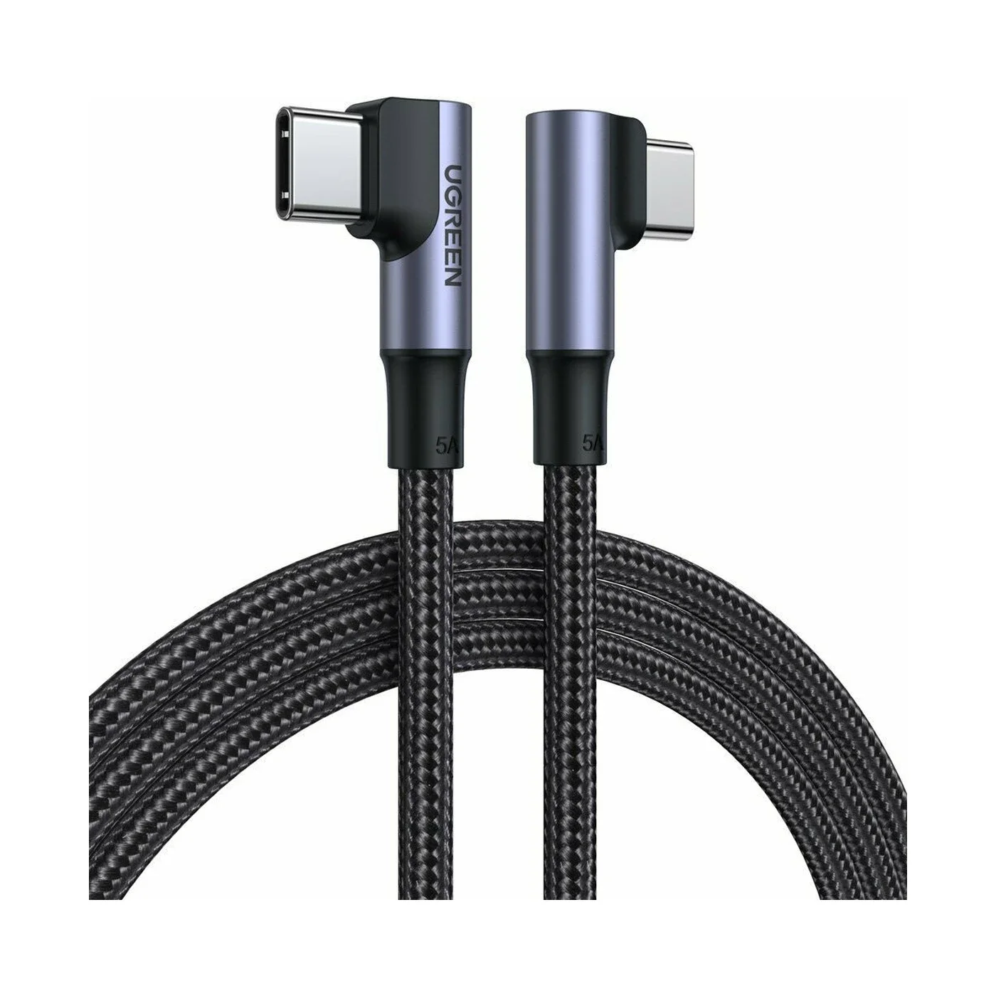 Φωτογραφία προϊόντος: Ugreen US335 Angle Braided USB 2.0 Μαύρο Καλώδιο USB-C 100W PD - 1m