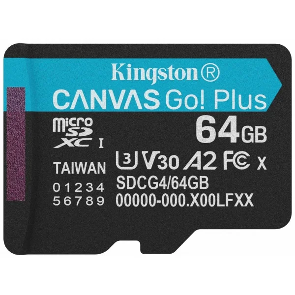 Φωτογραφία προϊόντος: Kingston memory card 64GB microSDXC Canvas Go Plus Gen4 200MB/s A2 U3 V30