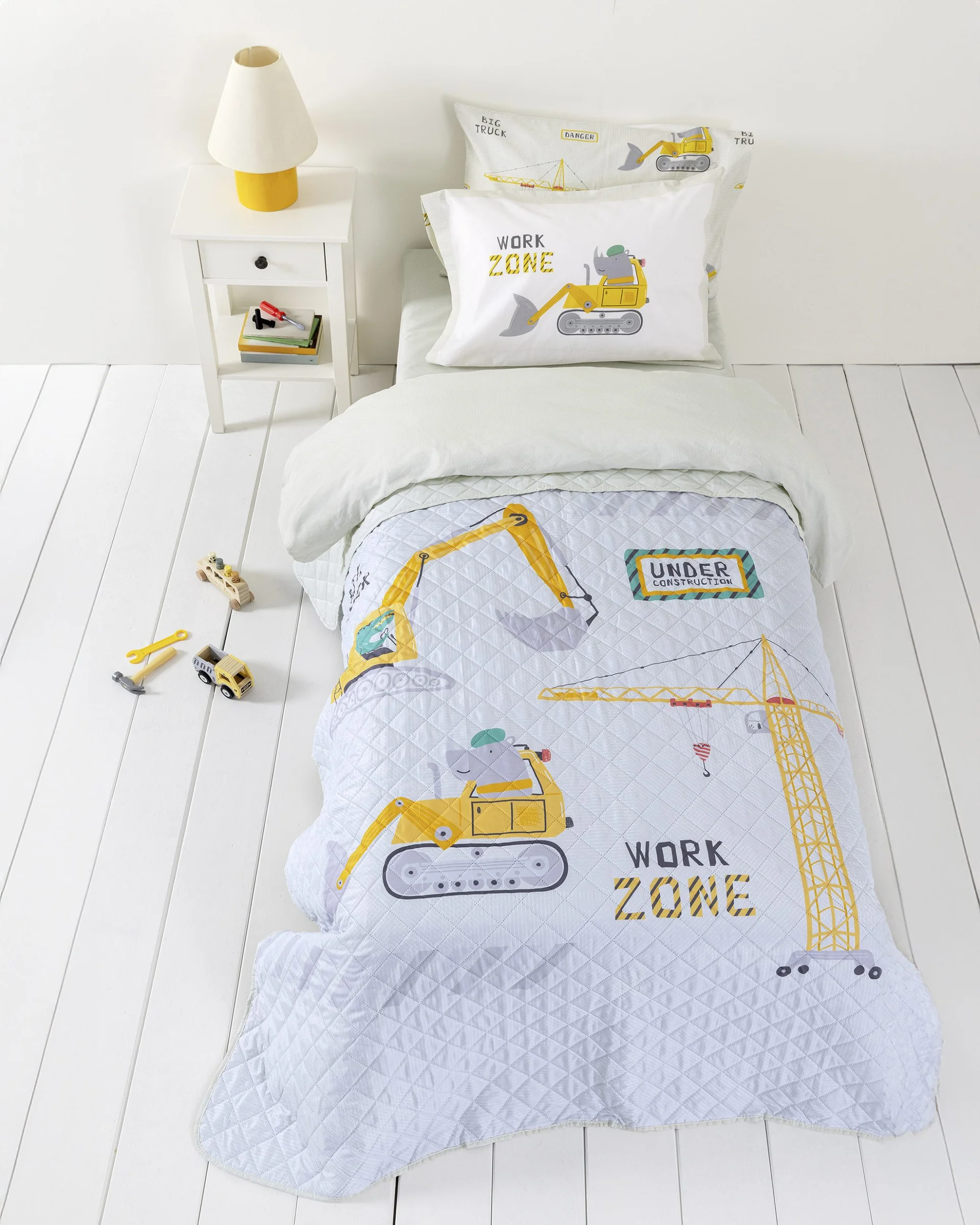 Φωτογραφία προϊόντος: Nima Kids Κουβερλί Μονό 160x220 - Big Truck Γκρι, Κίτρινο