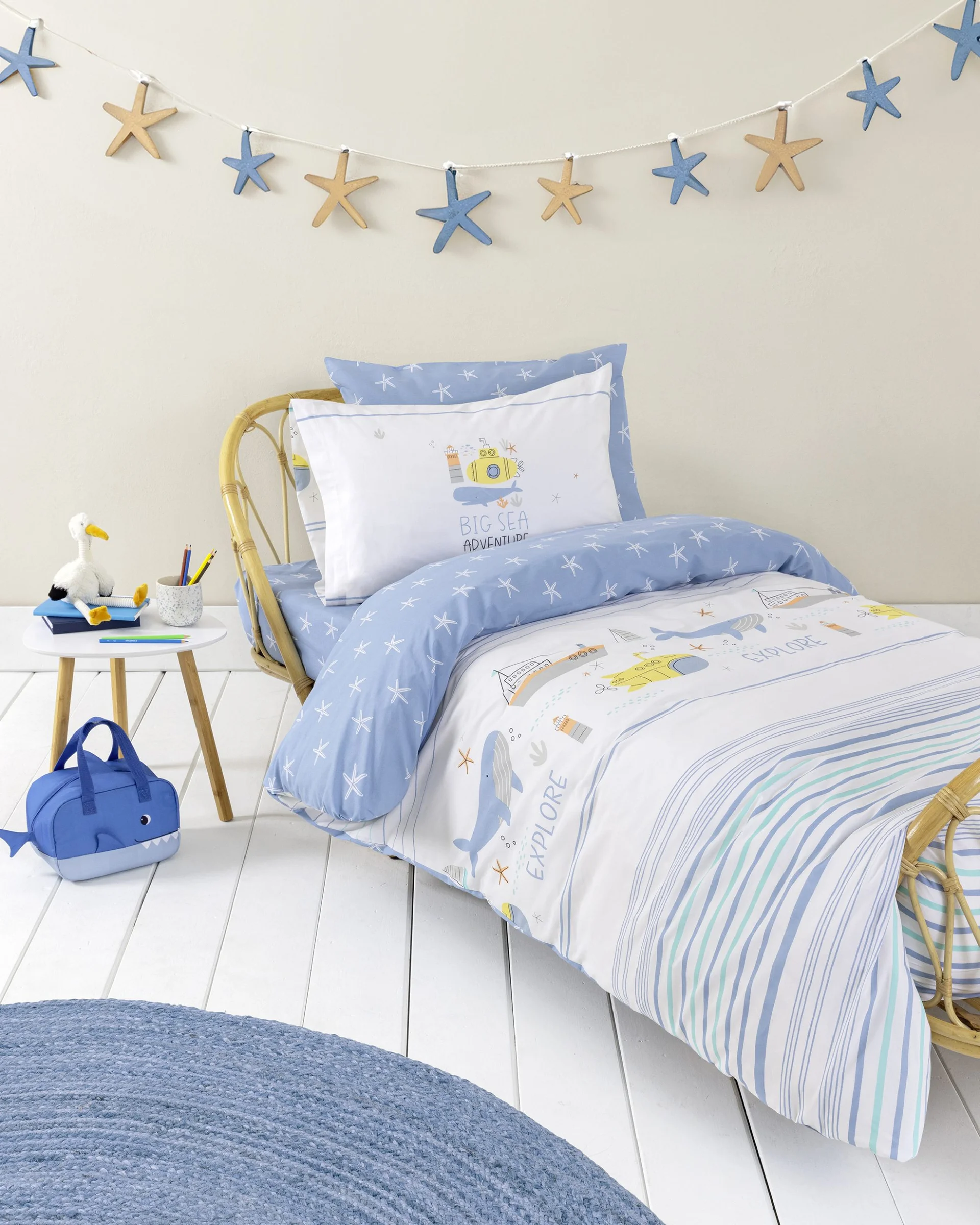 Φωτογραφία προϊόντος: Nima Kids Σετ Σεντόνια Ημίδιπλα - Sea Adventure Σιέλ, Μπλε