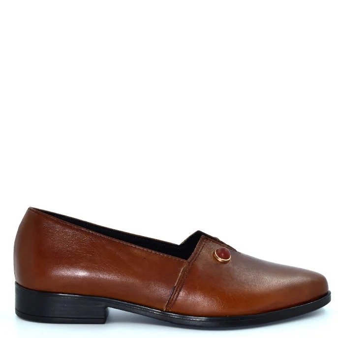 Φωτογραφία προϊόντος: NIKOLAS SHOES Nikolas Δερμάτινα Γυναικεία Μοκασίνια σε Κάμελ Χρώμα 402