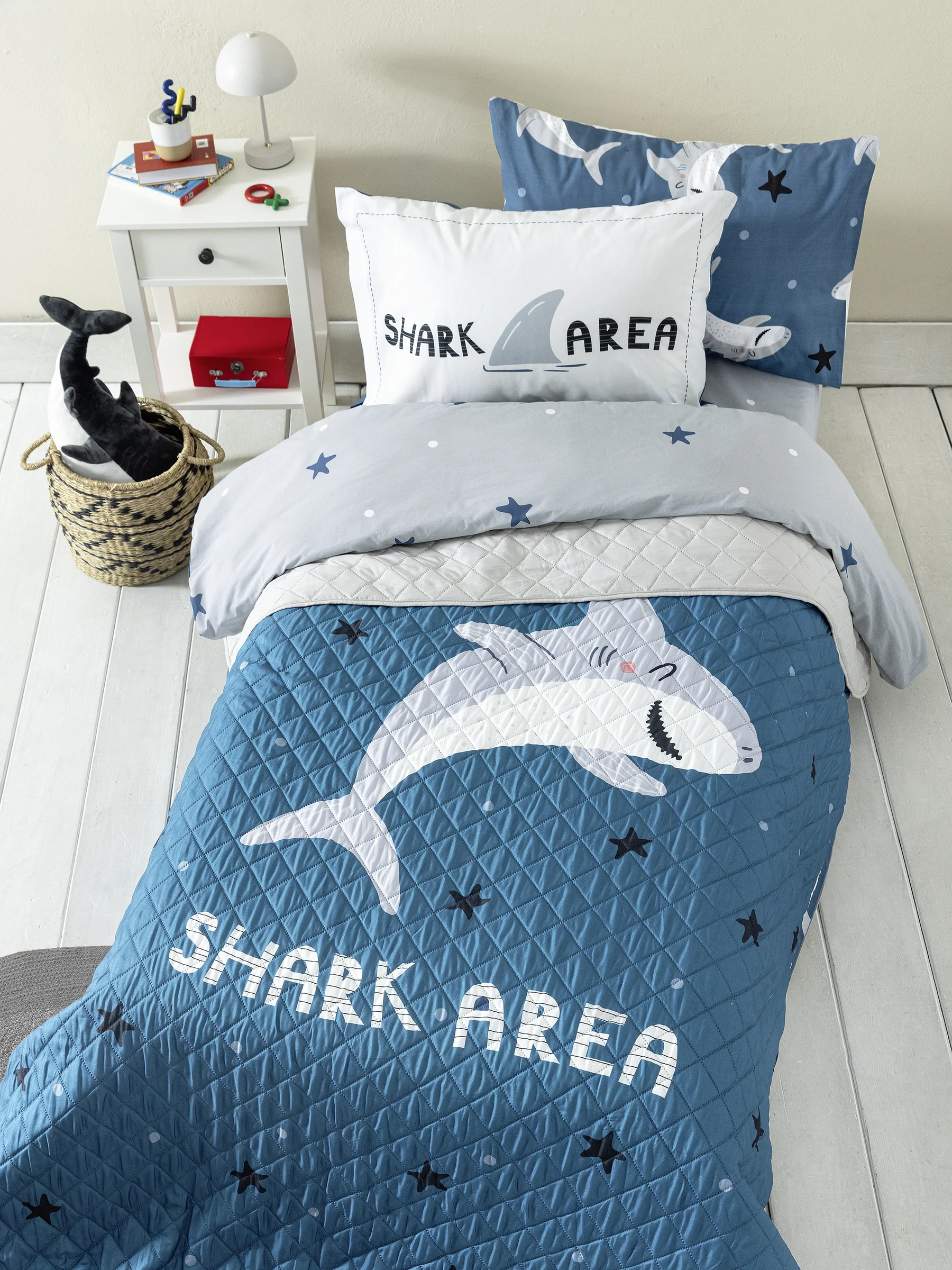 Φωτογραφία προϊόντος: Κουβερλί 160x220 Μονό Nima Shark Area Blue 100% Microfiber