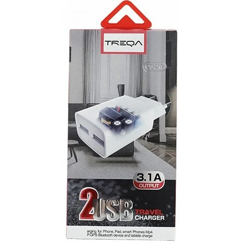 Φωτογραφία προϊόντος: TREQA 2 USB Wall Adapter 3.1A Λευκό (CS-217) Κωδ.44057