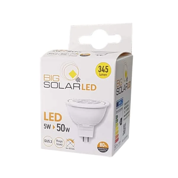 Φωτογραφία προϊόντος: Λάμπα Led MR16 GU5.3 5W 36° 345Lm 12v AC/DC ψυχρό λευκό 5000k BSL 0635/00848 BIG SOLAR