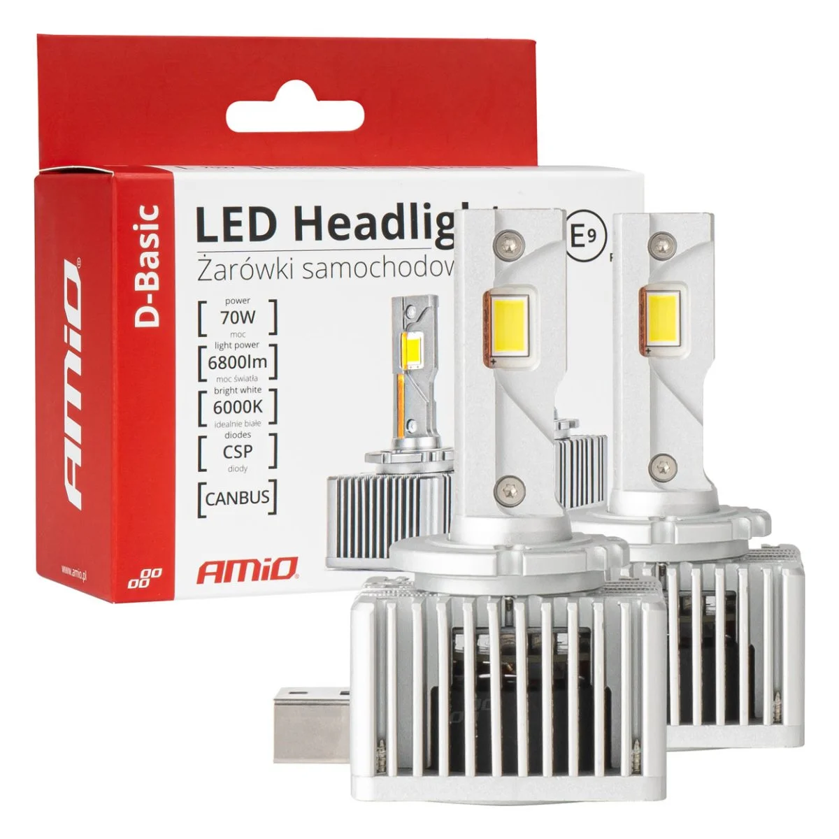 Φωτογραφία προϊόντος: AMIO ΛΑΜΠΕΣ LED D3S/D8R 12V 6.000K 6800lm CAN-BUS D-BASIC SERIES AMIO - 2 Τεμ. 03628/AM