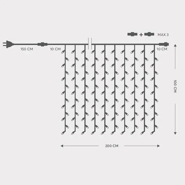 Φωτογραφία προϊόντος: ΚΟΥΡΤΙΝΑ, 200 LED 5mm, 230V, ΕΠΕΚΤΑΣΗ ΕΩΣ 5, ΠΡΟΕΚΤΑΣΗ ΠΑΡΟΧΗΣ 150cm, ΠΡΑΣΙΝΟ ΚΑΛΩΔΙΟ, ΚΑΟΥΤΣΟΥΚ, ΛΕΥΚΟ LED, 200x100cm, ΙΡ65