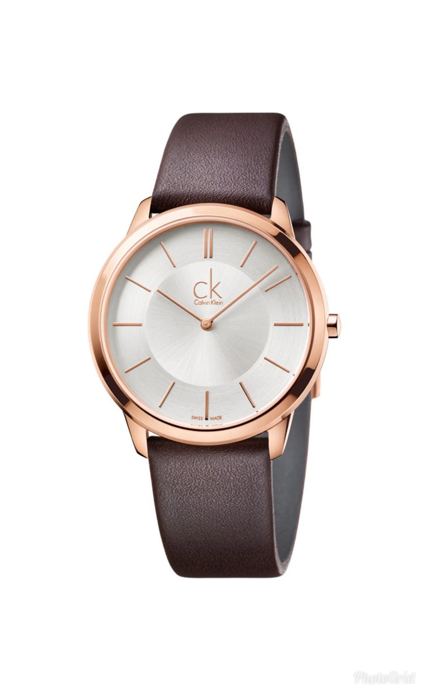 Φωτογραφία προϊόντος: CALVIN KLEIN Minimal Rose Gold Brown Leather Strap K3M216G6