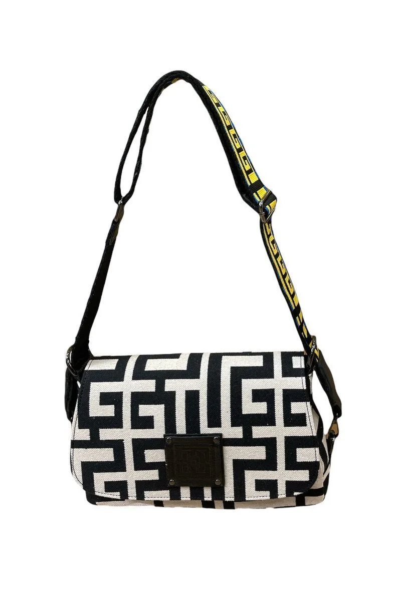 Φωτογραφία προϊόντος: Midneto Phivos I Beige Black Labyrinth Bag