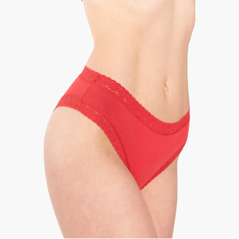 Φωτογραφία προϊόντος: AA UNDERWEAR Α.A UNDERWEAR Midi Plus Κυλοτάκι Δαντέλα 3 τμχ Cotton - Modal Κόκκινο
