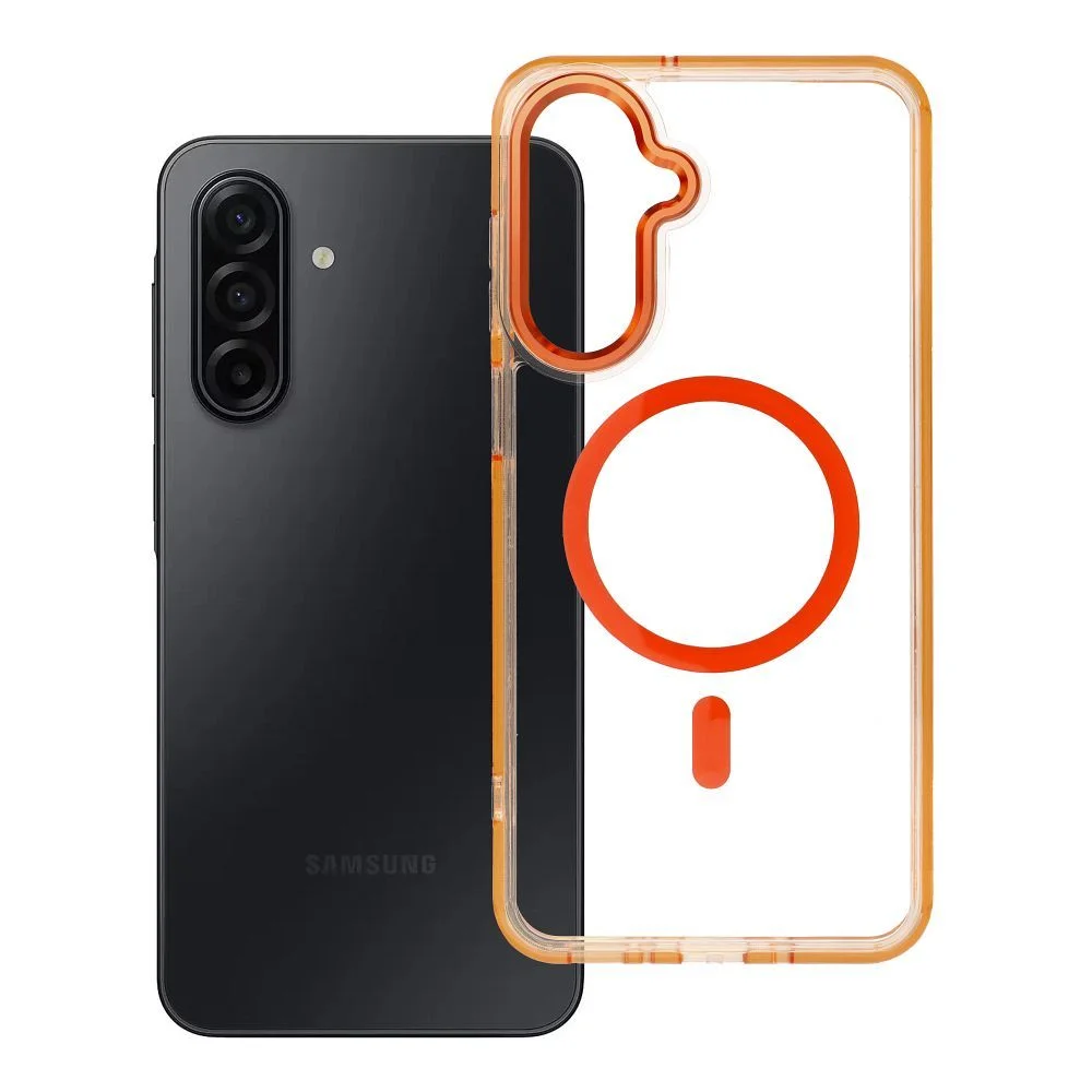 Φωτογραφία προϊόντος: . Case FRAME CLEAR HYBRID MAG COVER compatible with MagSafe for SAMSUNG A17 hermes orange