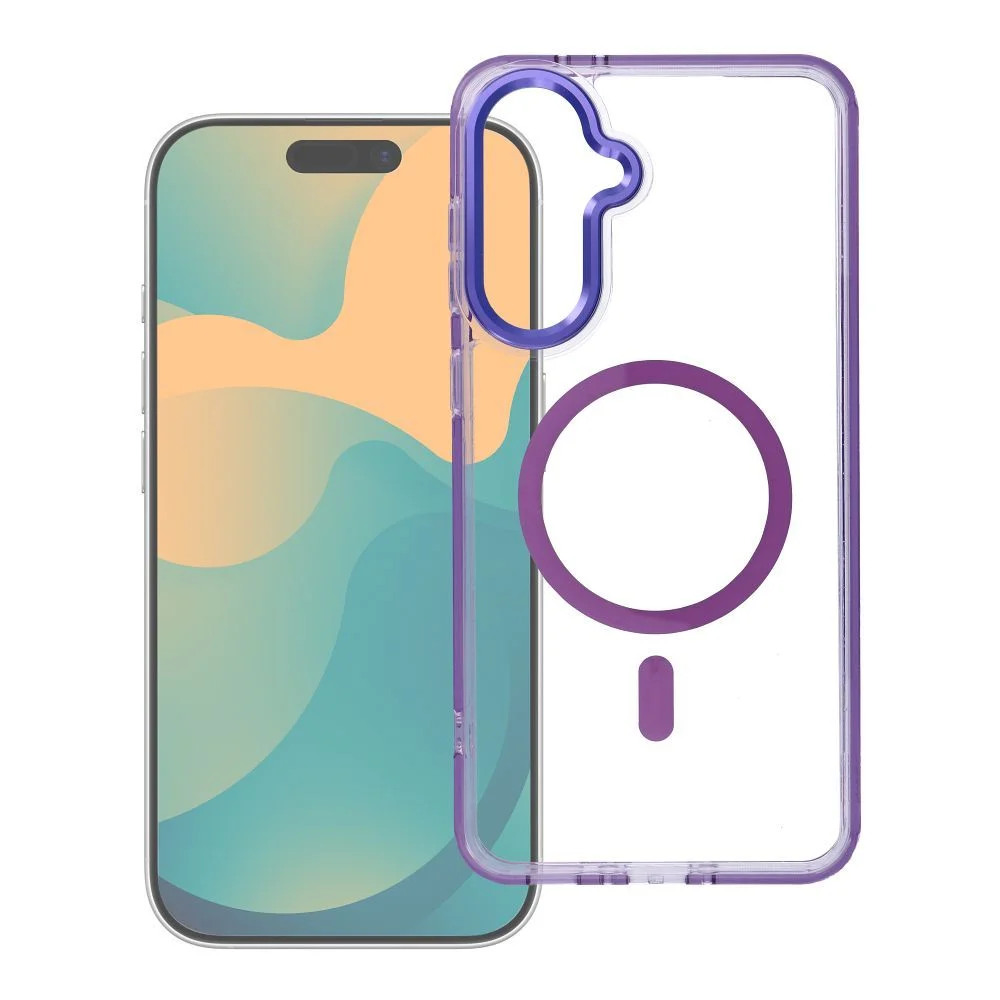 Φωτογραφία προϊόντος: . Case FRAME CLEAR HYBRID MAG COVER compatible with MagSafe for SAMSUNG S26 Ultra purple