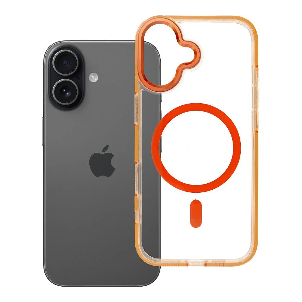 Φωτογραφία προϊόντος: . Case FRAME CLEAR HYBRID MAG COVER compatible with MagSafe for IPHONE 17 hermes orange