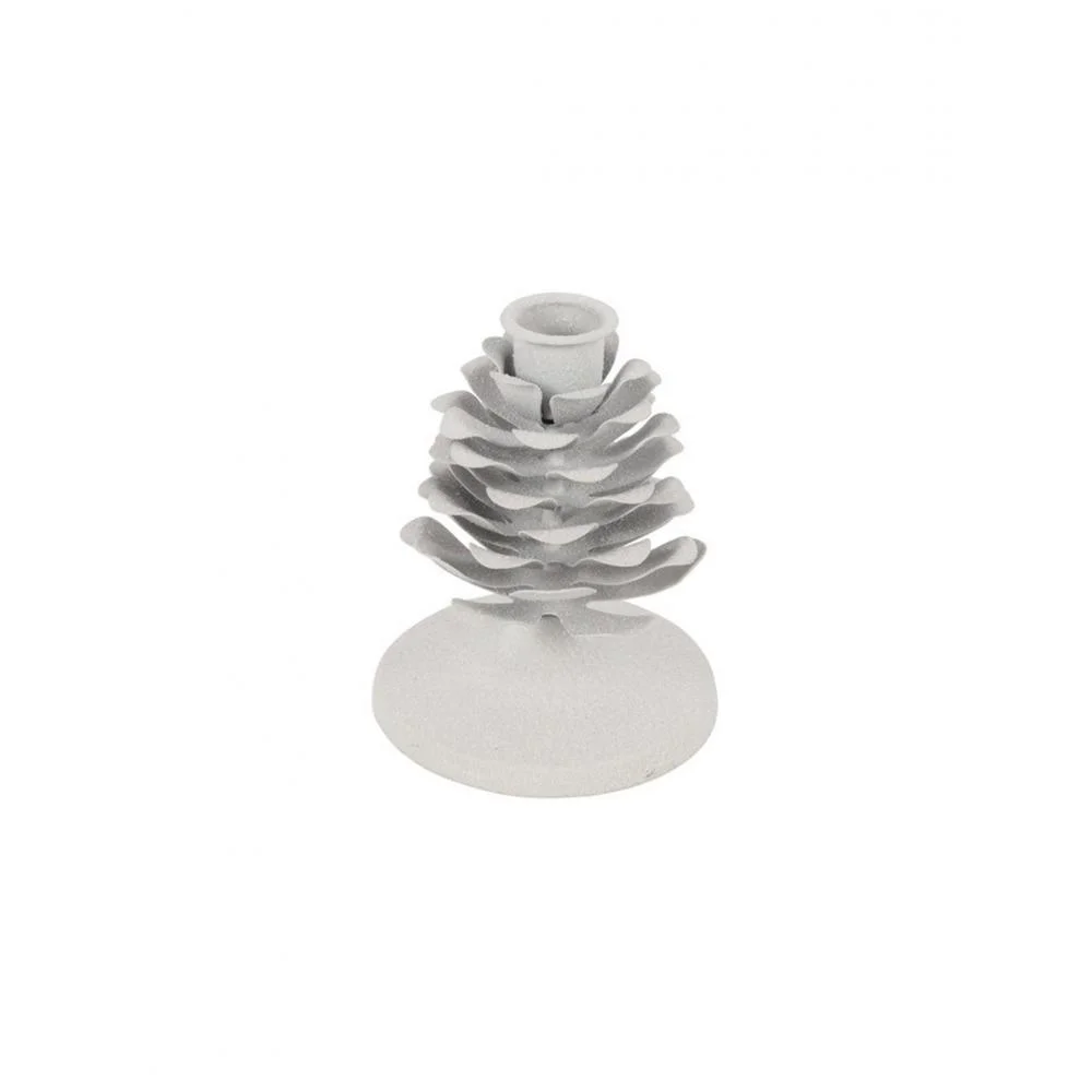 Φωτογραφία προϊόντος: Plastona Κηροπήγιο μεταλ.λευκό κουκουνάρι 9,5Χ11,5