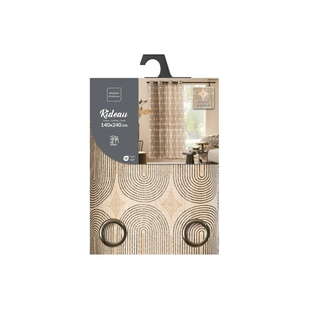 Φωτογραφία προϊόντος: Plastona Κουρτίνα metallic printed polycotton μπεζ 140x240cm