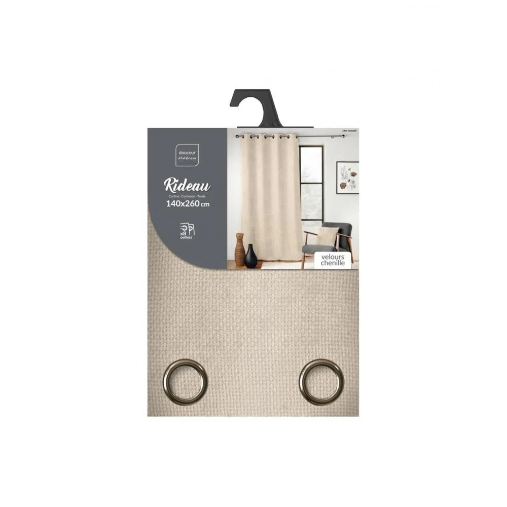 Φωτογραφία προϊόντος: Plastona Κουρτίνα chenille velvet μπεζ 140x260cm