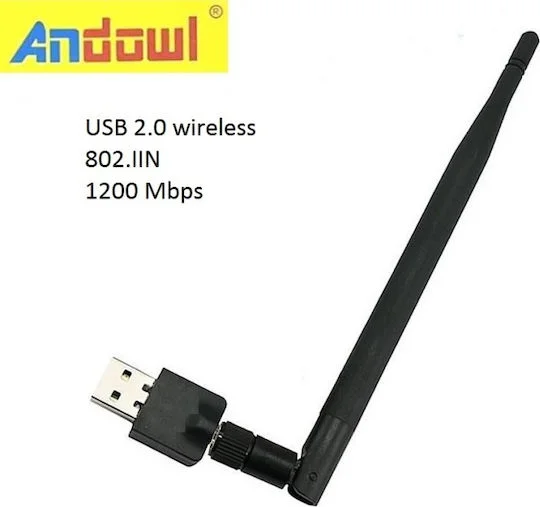 Φωτογραφία προϊόντος: Andowl Q-A220 Ασύρματος USB Αντάπτορας Δικτύου με Αποσπώμενη Κεραία 1200Mbps