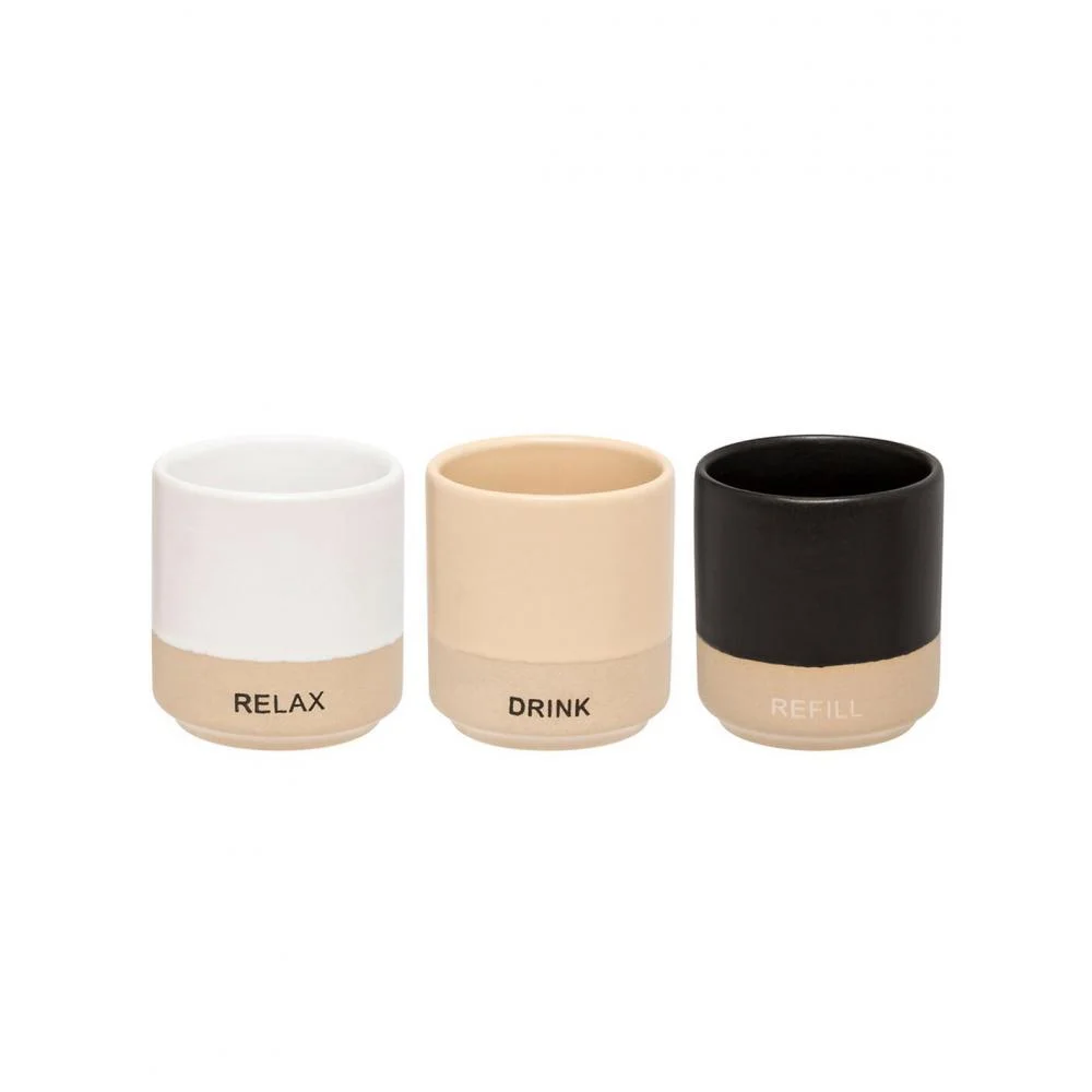 Φωτογραφία προϊόντος: Plastona Κούπα espresso 3χρώματα/relax/drink/refill Φ5,6Η6,1cm