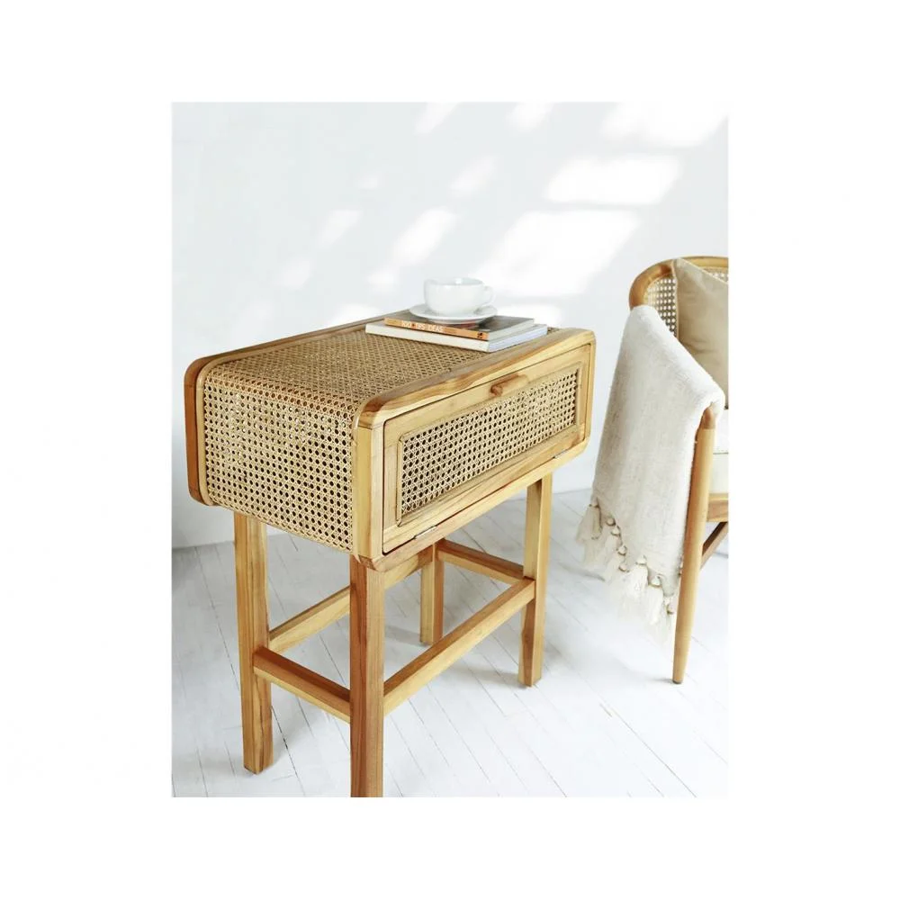 Φωτογραφία προϊόντος: Plastona Κομοδίνο Teak/ Rattan 65x38x73 cm