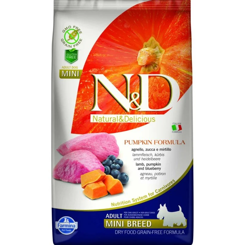 Φωτογραφία προϊόντος: N + D GRAIN FREE PUMPKIN LAMB + BLUEBERRY ADULT MINI 2,5KG