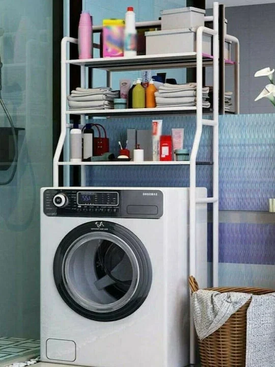 Φωτογραφία προϊόντος: Laundry Rack Stainless Steel Επιδαπέδια Ραφιέρα Μπάνιου Μεταλλική με 3 Ράφια 68x25x160cm White