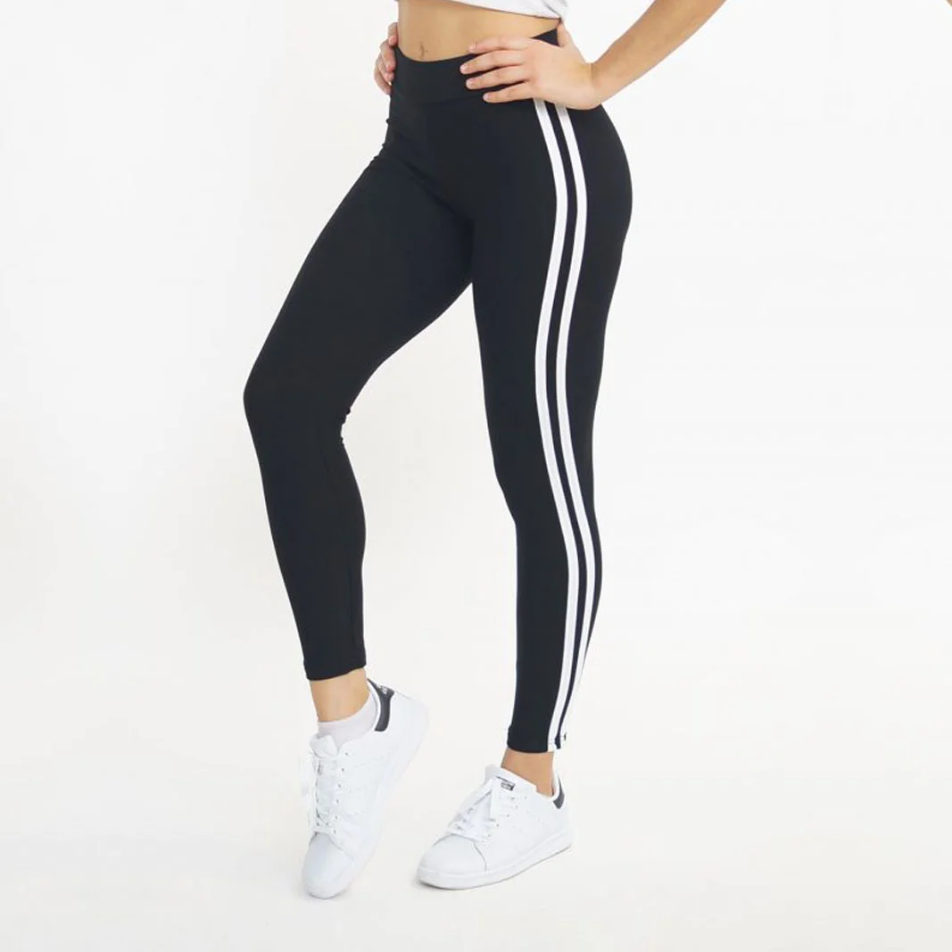 Φωτογραφία προϊόντος: LUCKYJOJO Black Leggings with Double White Stripe by Lucky Jojo