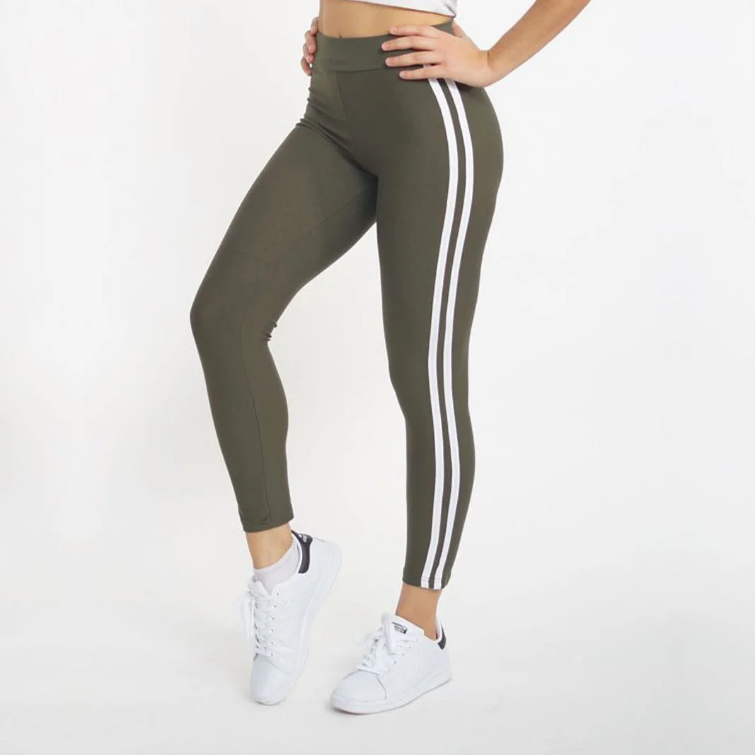 Φωτογραφία προϊόντος: LUCKYJOJO Khaki Leggings with Double White Stripe by Lucky Jojo