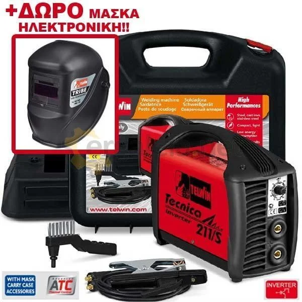 Φωτογραφία προϊόντος: Hλεκτροσυγκόλληση Inverter TECNICA 211/S TELWIN + Ηλεκτρονική Μάσκα 816122