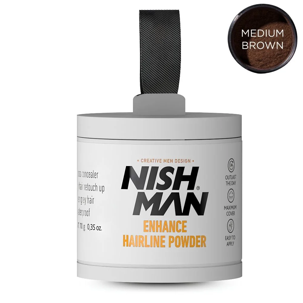 Φωτογραφία προϊόντος: Concealer Τριχόπτωσης Nishman Enhance Hairline Powder Medium Brown 10g