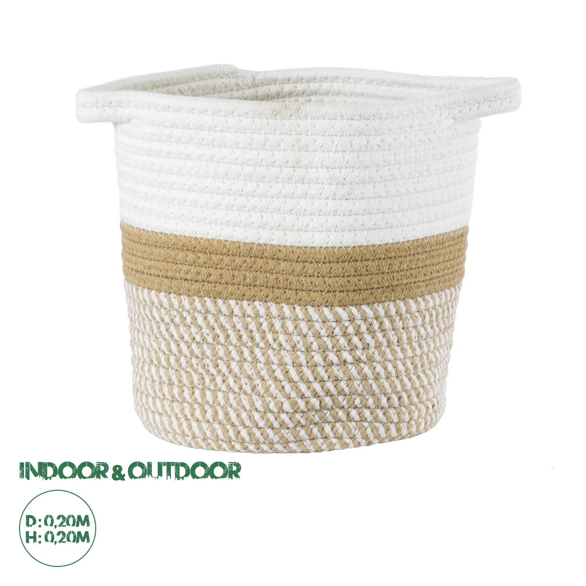 Φωτογραφία προϊόντος: GloboStar® Artificial Garden ITHAKI 20323 Διακοσμητικό Πλεκτό Καλάθι - Κασπώ Γλάστρα - Flower Pot Καφέ με Λευκό Φ20cm x Υ20cm