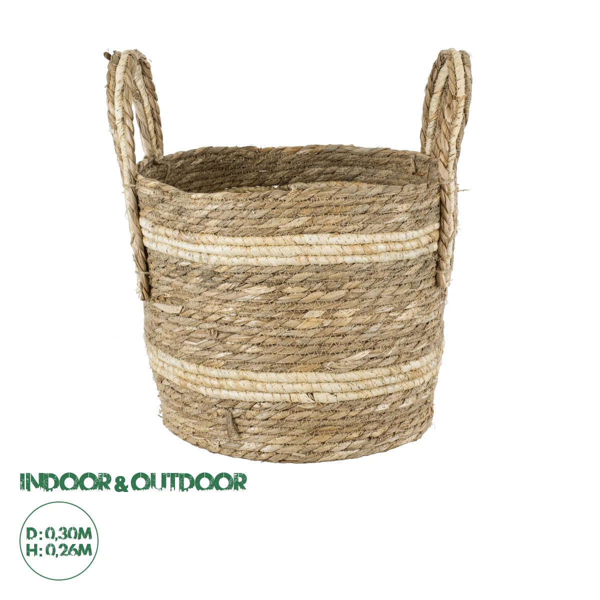 Φωτογραφία προϊόντος: GloboStar® Artificial Garden NAXOS 20333 Διακοσμητικό Πλεκτό Καλάθι - Κασπώ Γλάστρα - Flower Pot Μπεζ με Καφέ Φ30cm x Υ26cm