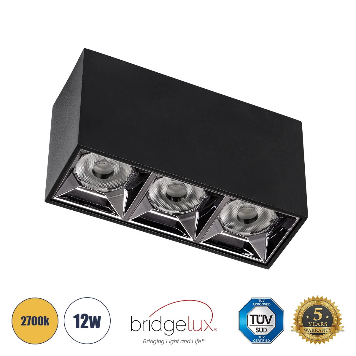 Φωτογραφία προϊόντος: GLOBOSTAR® LUMINAR 60325 Downlight Σποτ LED 12W 1620lm 36° AC 220-240V IP20 Θερμό Λευκό 2700K - Osram SMD Chip & TÜV SÜD Driver - Μαύρο Ματ - Μ11.8 x Π4.2 x Υ6.6cm - 5 Χρόνια Εγγύη