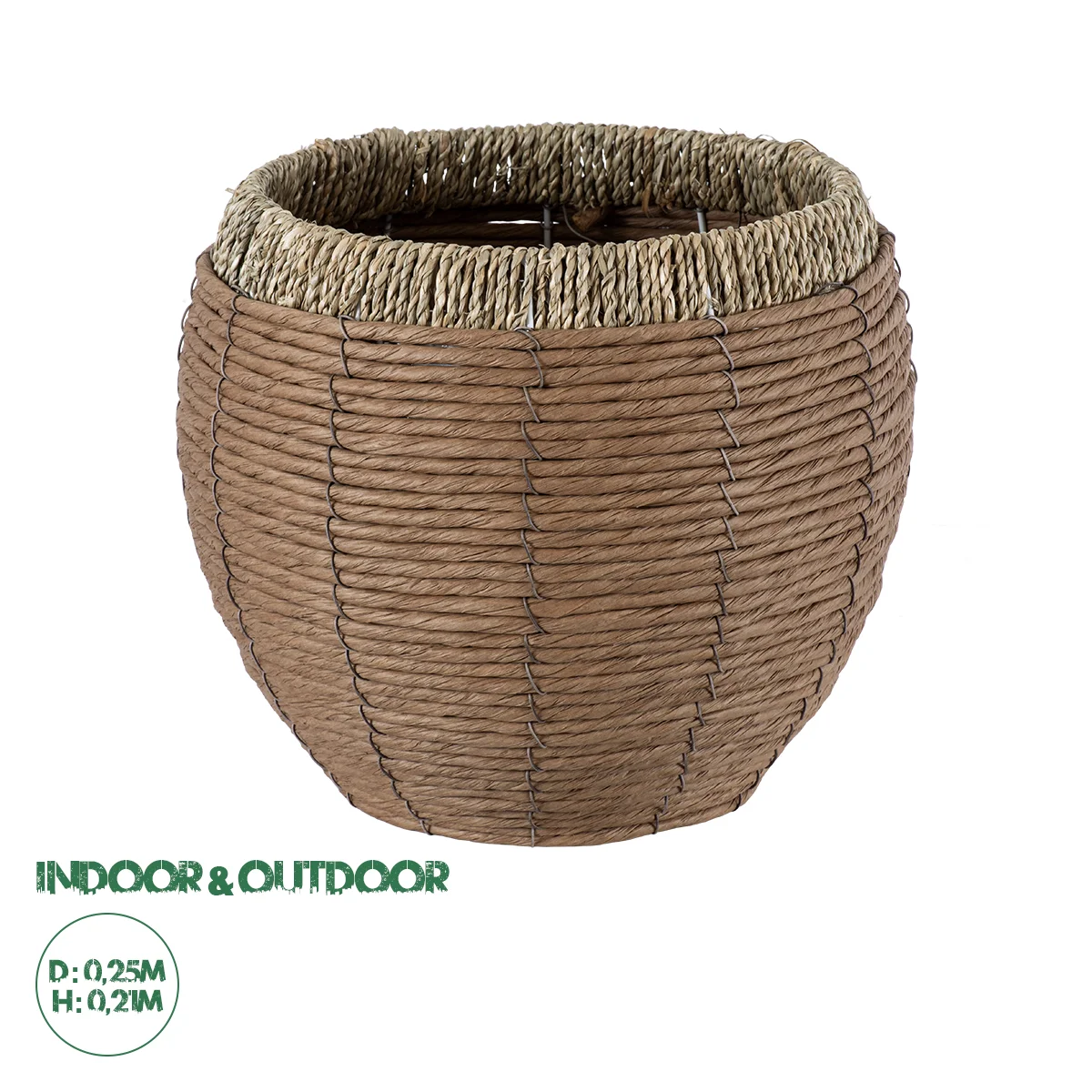 Φωτογραφία προϊόντος: GloboStar® Artificial Garden AMORGOS 20337 Διακοσμητικό Πλεκτό Καλάθι - Κασπώ Γλάστρα - Flower Pot Μπεζ με Καφέ Φ25cm x Υ21cm