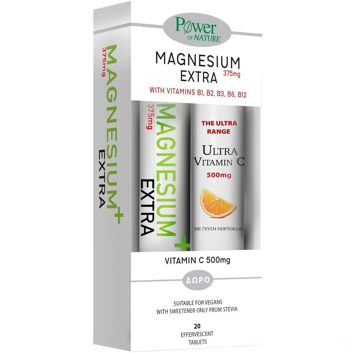 Φωτογραφία προϊόντος: Power Health Power Of Nature Magnesium Extra 375m & Vitamin C 500mg 375mg 40 αναβράζοντα δισκία