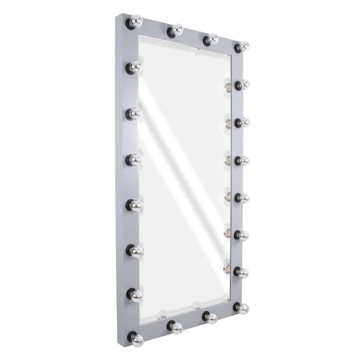 Φωτογραφία προϊόντος: GloboStar® MAKEUP MIRROR-160x80-3 Μοντέρνος Καθρέπτης Μακιγιάζ με Πλαίσιο Φυσικού Ξύλου με Διακόπτη On/Off 20 x E27 AC220-240V - Μ80 x Π7 x Υ160cm - Γκρι Τσιμέντου