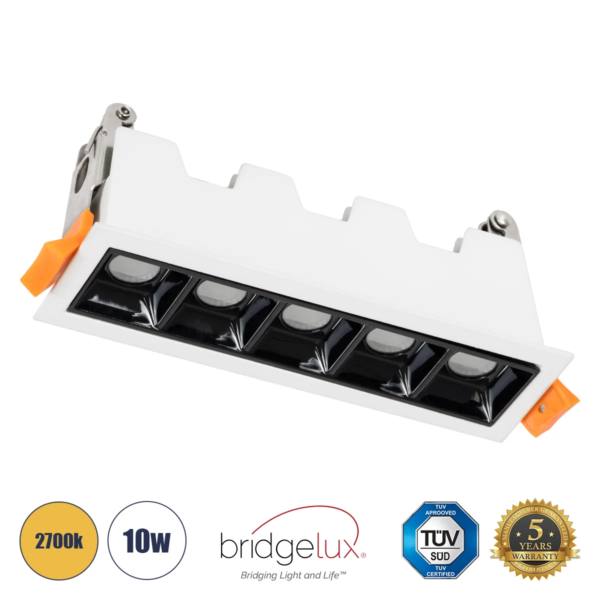 Φωτογραφία προϊόντος: GLOBOSTAR® LUMINAR 60319 Χωνευτό Downlight Σποτ LED 10W 1350lm 36° AC 220-240V IP20 Θερμό Λευκό 2700K - Osram SMD Chip & TÜV SÜD Driver - Λευκό & Μαύρο Ματ - Μ14.8 x Π4.3 x Υ4.5cm