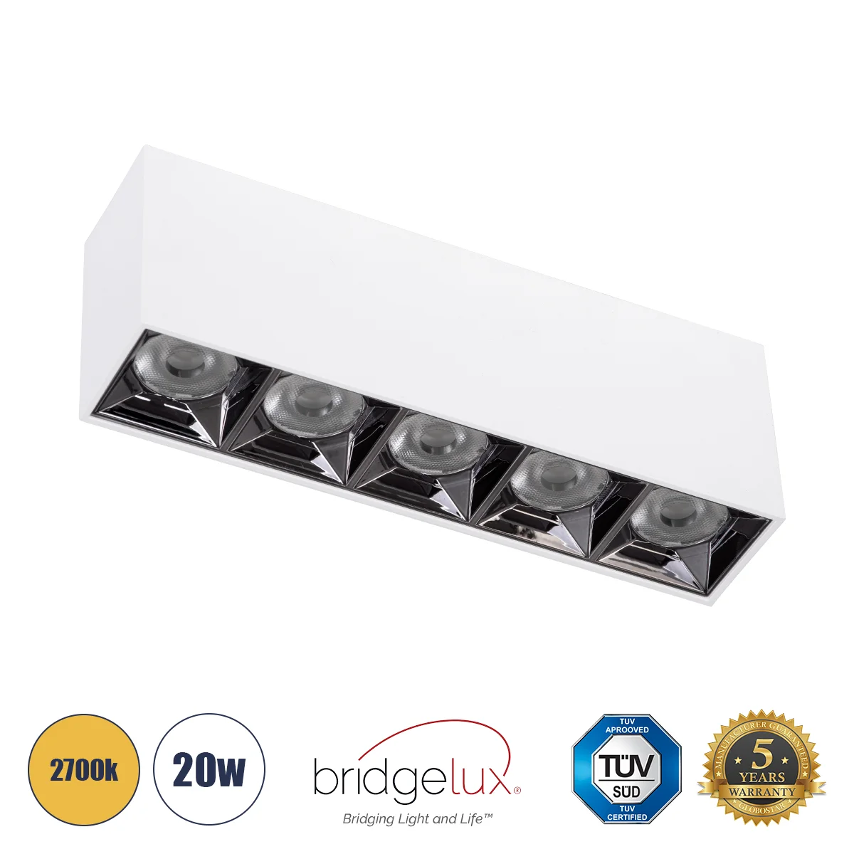 Φωτογραφία προϊόντος: GLOBOSTAR® LUMINAR 60331 Downlight Σποτ LED 20W 2700lm 36° AC 220-240V IP20 Θερμό Λευκό 2700K - Osram SMD Chip & TÜV SÜD Driver - Λευκό Ματ - Μ19.5 x Π4.2 x Υ6.6cm - 5 Χρόνια Εγγύη