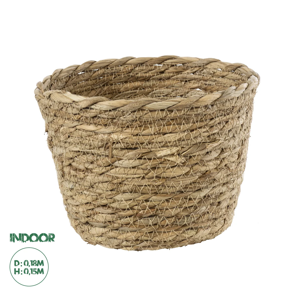 Φωτογραφία προϊόντος: GloboStar® Artificial Garden SIFNOS 20266 Διακοσμητικό Πλεκτό Καλάθι - Κασπώ Γλάστρα - Flower Pot Μπεζ Φ18cm x Υ15cm