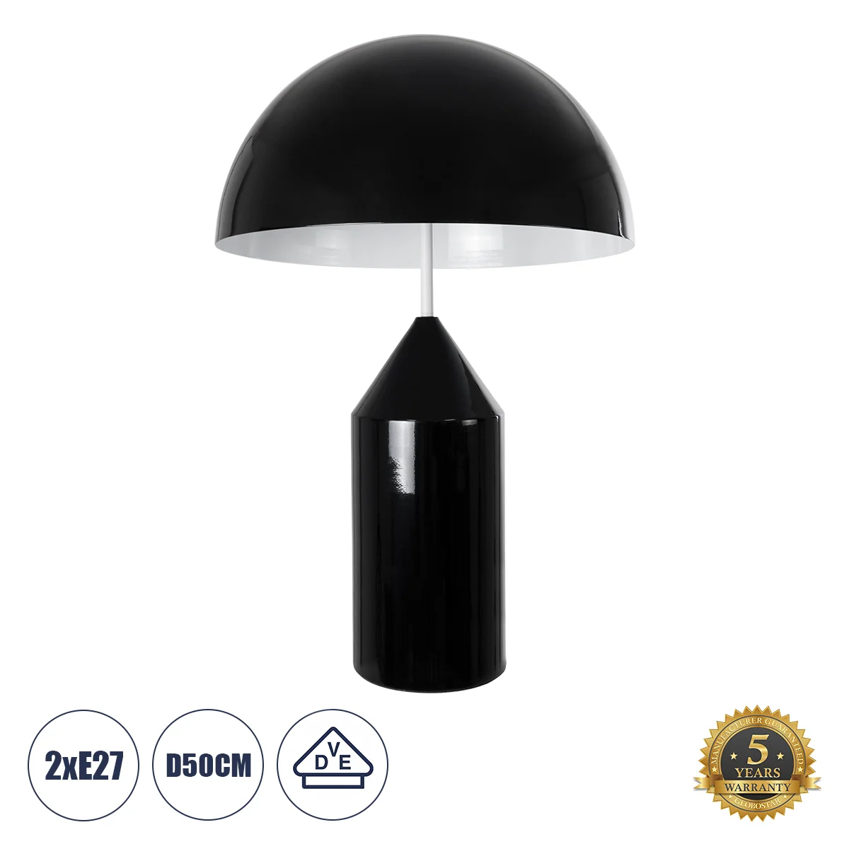 Φωτογραφία προϊόντος: GLOBOSTAR® URANUS-L 61457 Μοντέρνο Επιτραπέζιο Φωτιστικό Πορτατίφ με Ντουί 2 x E27 AC 220-240V IP20 - Μαύρο - Μ50 x Π50 x Υ77cm