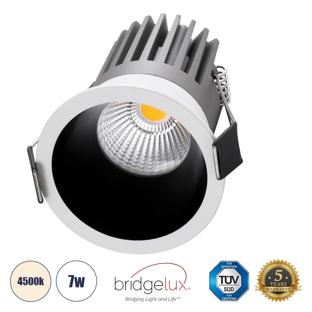 Φωτογραφία προϊόντος: GLOBOSTAR® MICRO-B 60240 Χωνευτό Downlight Σποτ LED 7W 910lm 38° AC 220-240V IP20 Φυσικό Λευκό 4500K - Bridgelux COB Chip & TÜV SÜD Driver - Λευκό & Μαύρο Ματ - Μ6 x Π6 x Υ7.8cm /