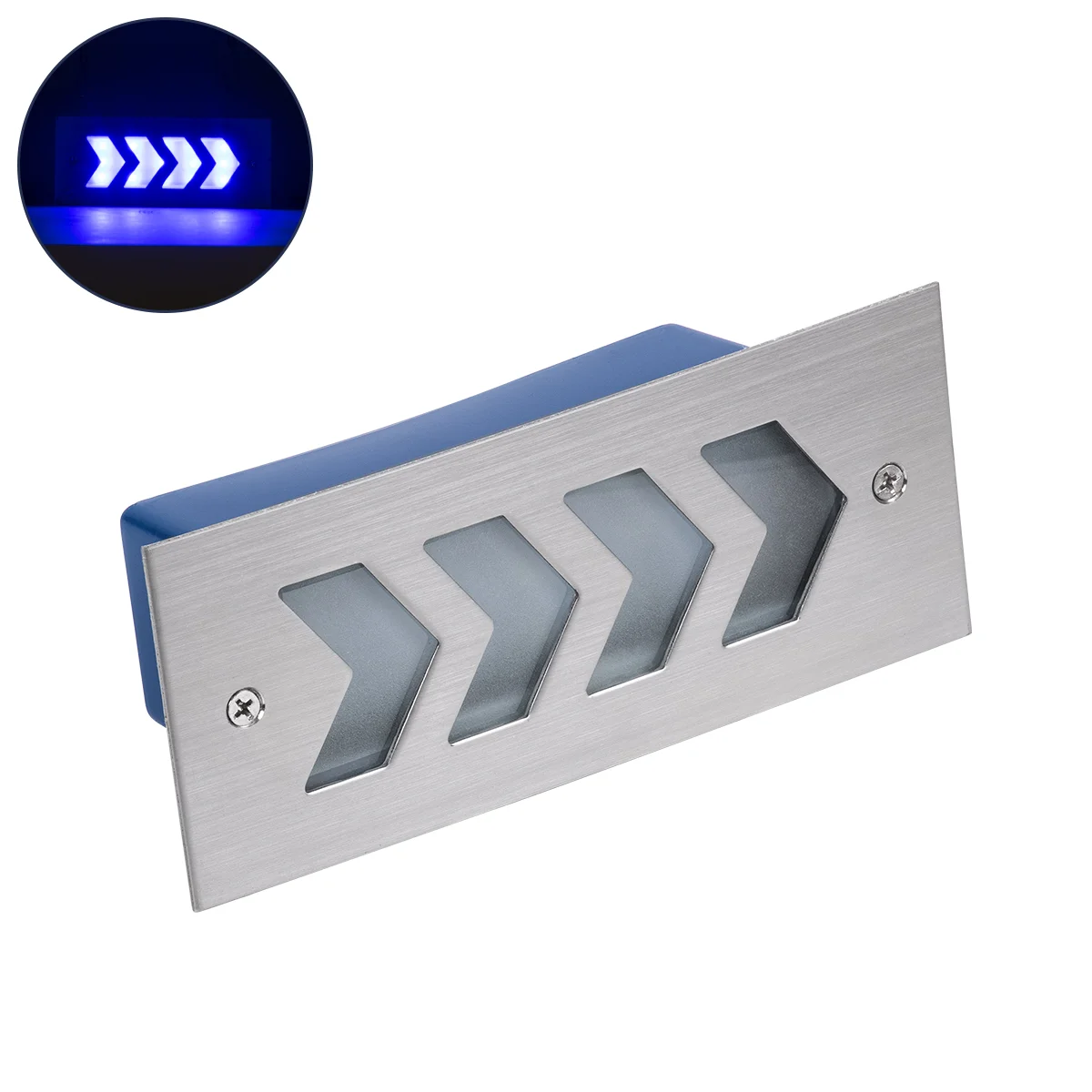 Φωτογραφία προϊόντος: GloboStar® WALLLIGHT-ARINA 90673 Χωνευτό Φωτιστικό Τοίχου LED 6W 600lm 120° DC 24V Αδιάβροχο IP67 Μ17 x Π7 x Υ5.5cm Μπλε - Ανοξείδωτο Ατσάλι - 3 Years Warranty