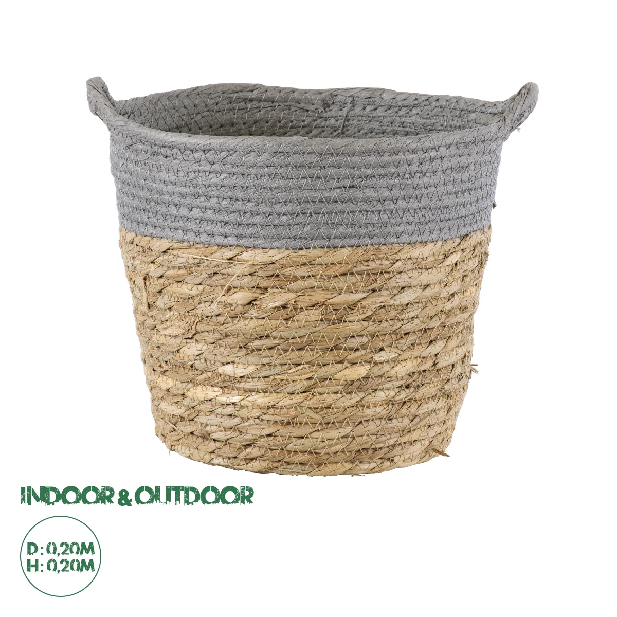 Φωτογραφία προϊόντος: GloboStar® Artificial Garden SYROS 20281 Διακοσμητικό Πλεκτό Καλάθι - Κασπώ Γλάστρα - Flower Pot Μπεζ με Γκρι Φ20cm x Υ20cm